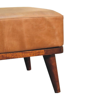 Lucidora - Tan Buffalo Leather Tan Footstool - Footstools