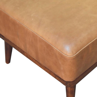 Lucidora - Tan Buffalo Leather Tan Footstool - Footstools