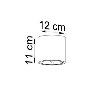 Technical diagram of the ceiling light showing 11 cm height and 12 cm diameter.