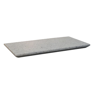 Rectangular tray component of the bathroom set, featuring a light grey speckled terrazzo-style finish.
