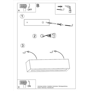 Technical diagram illustrating the mounting steps for the wall light bracket and connecting the wiring.