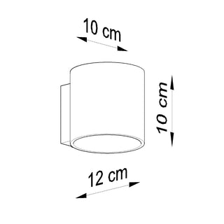 Diagram showing the dimensions of the VICI wall lamp shade (10 cm high, 12 cm wide).