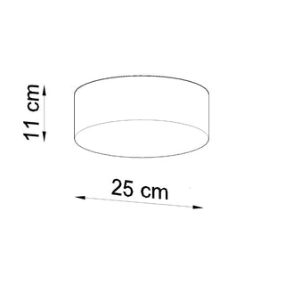 Line drawing showing the cylindrical lamp dimensions: 11 cm height and 25 cm width.