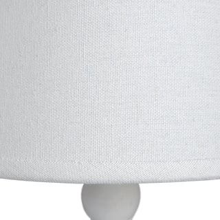 Close detail of the white woven fabric lampshade texture.
