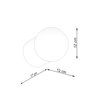 Line drawing showing the wall lamp dimensions: 12 cm diameter and 17 cm projection from the wall.