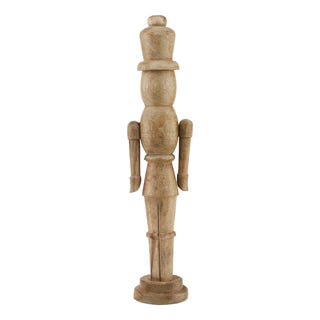 Plain front-on studio shot of the turned wooden nutcracker figure on a white background.