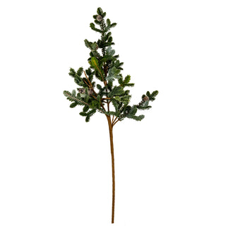 Front-on product shot of the woodland pine teardrop swag showing green foliage and attached pinecones.